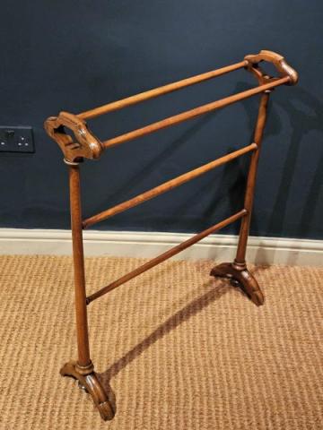 Antique Fine Quality Victorian Walnut Towel Rail at Sturmans Antiques furniture for sale