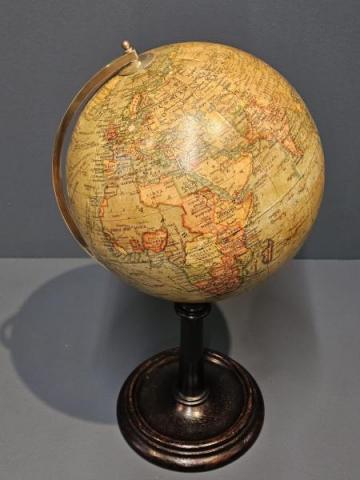 Antique Geographia 8" Paper Mache Globe at Sturmans Antiques globes for sale