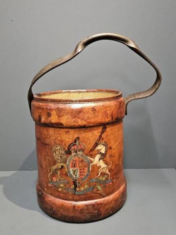 Antique Leather Cordite Bucket at Sturmans Antiques 
