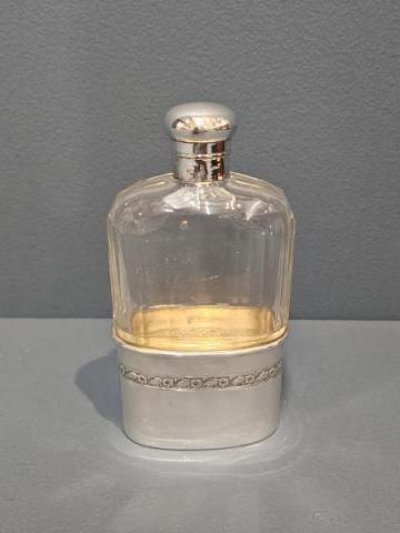 Antique Silver and Crystal Hip Flask at Sturmans Antiques silver for sale