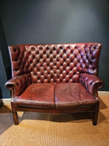 Antique Superb Burgundy Leather Sofa at Sturmans Antiques furniture for sale