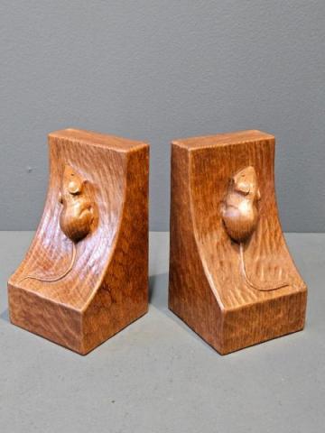 Pair of Thompson's of Kilburn Mouseman Book Ends at Sturmans Antiques Mouseman for sale