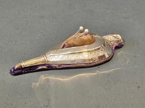 Antique Silver Bellows Pin Cushion by Joseph Gloster Ltd  of Birmingham at Sturmans Antiques silver for sale