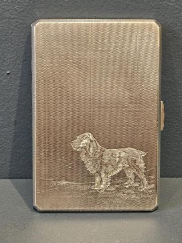 Antique Silver Cheroot Case Engraved with a Spaniel at Sturmans Antiques