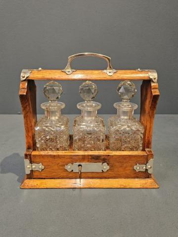 Antique Victorian Three Bottle Miniature Tantalus at Sturmans Antiques tantalus for sale