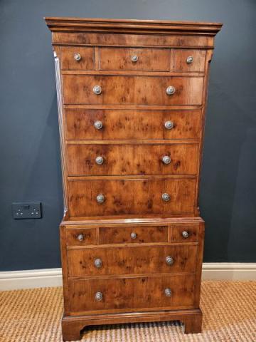 Antique Fine Quality Edwardian Small Proportion Yew Wood Chest on Chest at Sturmans Antiques furniture for sale