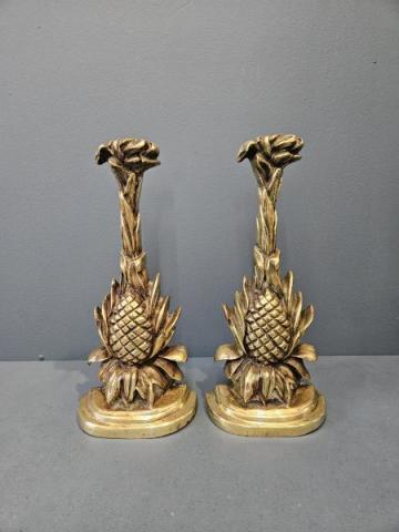 Antique Matching Pair of Regency Brass Pineapple Door Stops at Sturmans Antiques metalware for sale