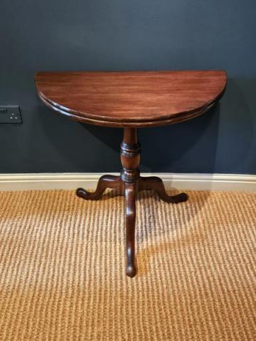 Antique Georgian Mahogany Fold Over Top Tripod Table at Sturmans Antiques furniture for sale