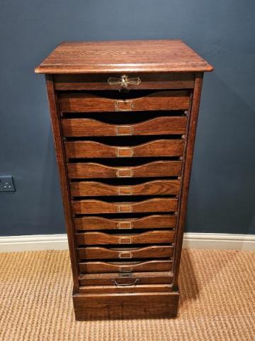 Antique Victorian Oak Tambour Front Filing Cabinet at Sturmans Antiques furniture for sale