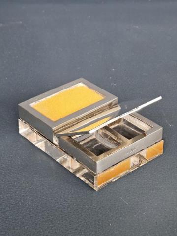 Antique Unusual Silver and Crystal Stamp Box and Moistener at Sturmans Antiques silver for sale