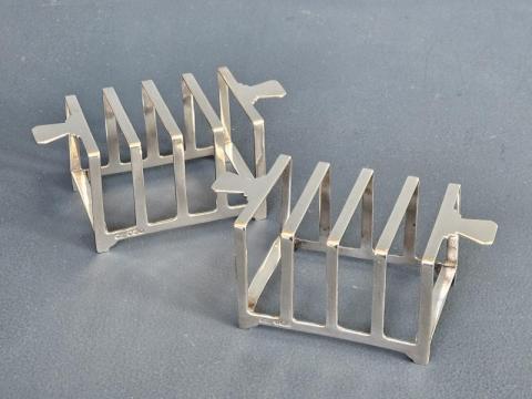 Antique Matching Pair of Mappin and Webb Silver Toast Rack by Mappin & Webb Ltd of Sheffield at Sturmans Antiques silver for sale