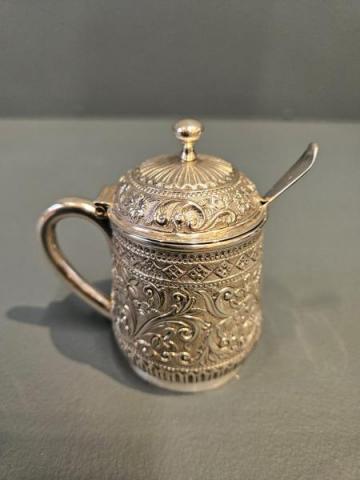 Antique Early Victorian Silver Mustard Pot at Sturmans Antiques silver for sale