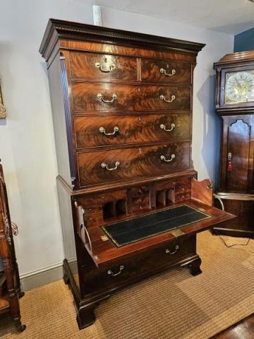 Antique George III Mahogany Secretaire Chest on Chest at Sturmans Antiques furniture for sale