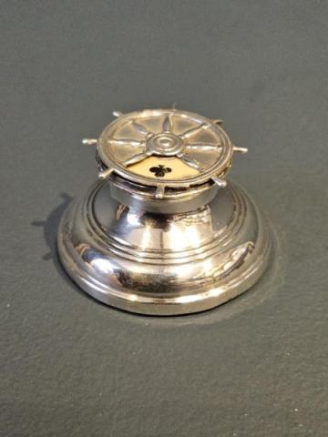 Antique Sampson Mordan of Birmingham Edwardian Silver Ships Wheel Bridge Marker at Sturmans Antiques silver for sale