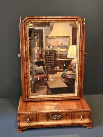 Antique George II Walnut Toilet Mirror at Sturmans Antiques mirror for sale