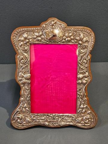 Antique Embossed Edwardian Silver Art Nouveau Photo Frame by William Hair Haseler of Birmingham at Sturmans Antiques photo frame for sale 