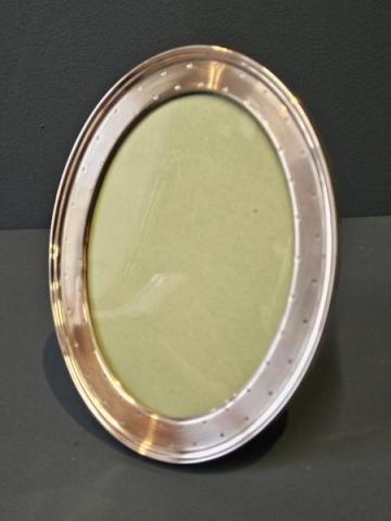 Antique Oval Silver Engine Turned Photo Frame by William Comyns at Sturmans Antiques silver photo frame for sale