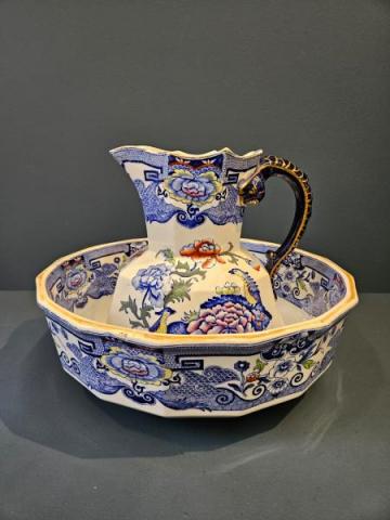 Antique Large Masons Ironstone Jug and Basin at Sturmans Antiques ceramic for sale