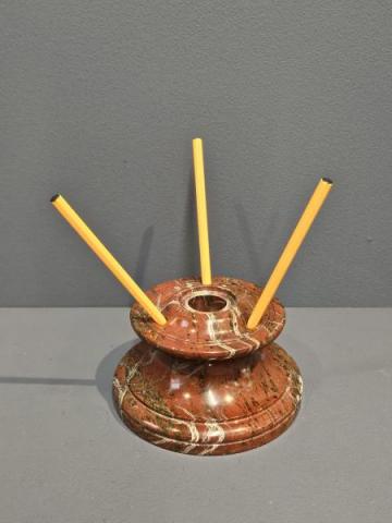 Antique Victorian Serpentine Ink Well at Sturmans Antiques desktop items for sale