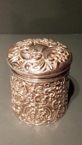 Antique Victorian Embossed Silver Table Jar by William Davenport of Birmingham