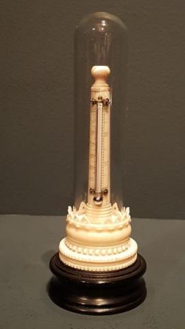 Antique Victorian Turned Bone Desktop Thermometer by C A Canti