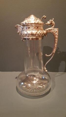 Antique Victorian Silver Mounted London Claret Jug by William Edwards