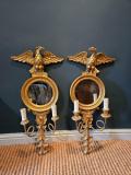 Antique Pair of Mirror Back Wall Sconces at Sturmans Antiques mirrors for sale