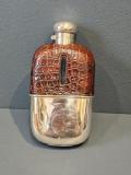 Antique Victorian Silver and Crocodile Skin Hip Flask at Sturmans Antiques silver for sale